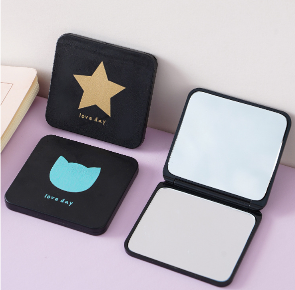 Gương vuông trang điểm mini cầm tay, gương trang điểm công chúa cầm tay có thể gập lại A1213