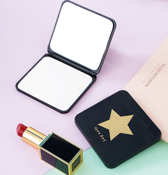 Gương vuông trang điểm mini cầm tay, gương trang điểm công chúa cầm tay có thể gập lại A1213