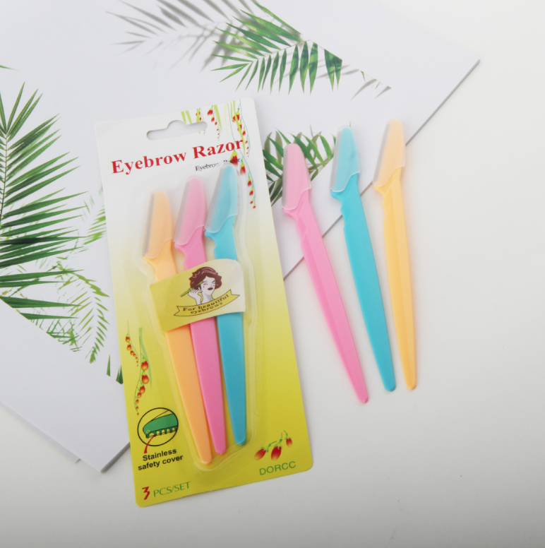 Bộ 3 dao cạo lông mày tay cầm thẳng an toàn chống trầy xước A1245