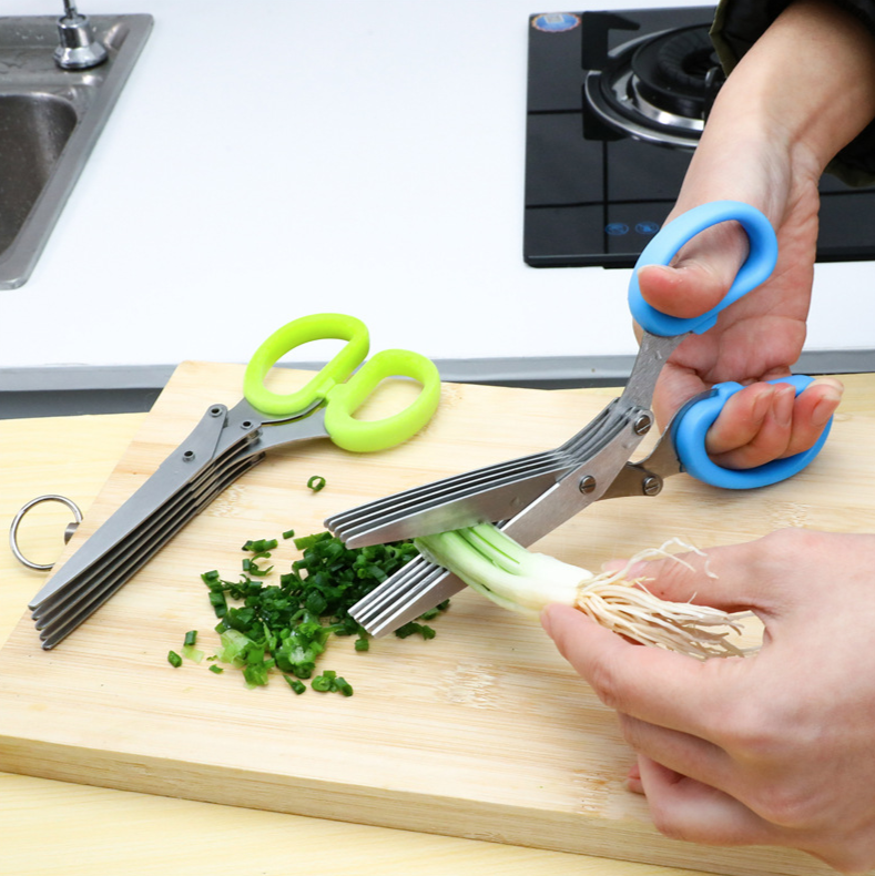 Kéo cắt nhỏ 5 Lớp cắt hành lá đa năng bằng thép không gỉ nhiều lớp kéo cắt gia vị A1321