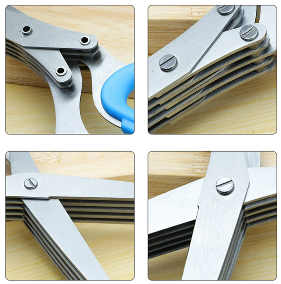 Kéo cắt nhỏ 5 Lớp cắt hành lá đa năng bằng thép không gỉ nhiều lớp kéo cắt gia vị A1321