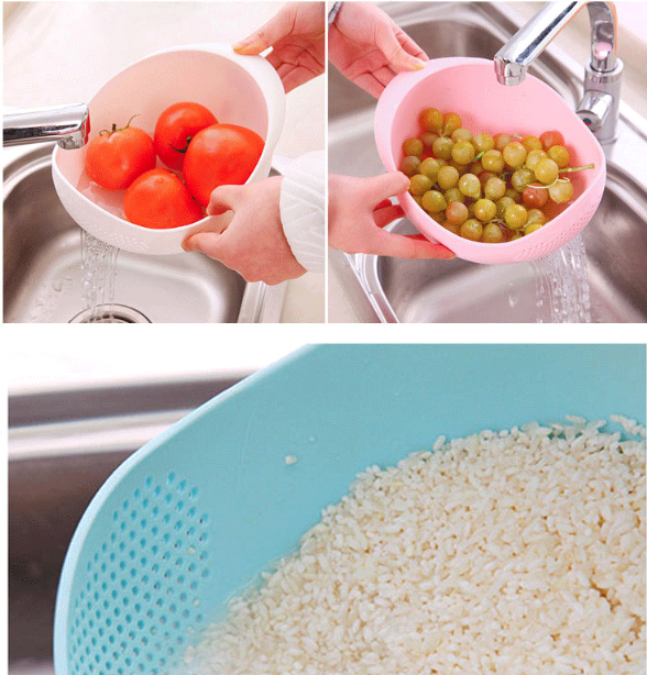 Dụng cụ rửa vo gạo đa năng nhà bếp giỏ rửa rau củ thoát nước rửa rây vo gạo bằng nhựa đa năng A1652