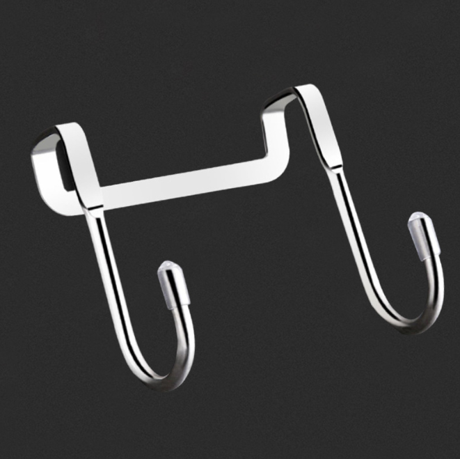 Móc đôi treo quần áo cửa tủ bằng thép không gỉ không đục móc treo quần áo sau cửa móc nhỏ A1734