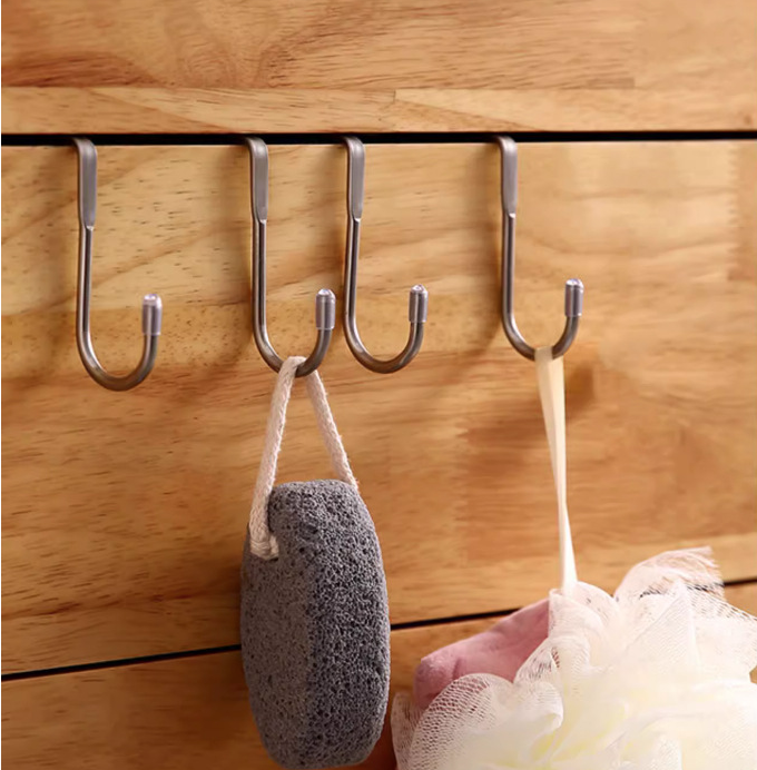 Móc đôi treo quần áo cửa tủ bằng thép không gỉ không đục móc treo quần áo sau cửa móc nhỏ A1734