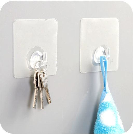 Móc dán treo tường trong suốt treo quần áo vật dụng, móc dán tường không đục lỗ cho cửa nhà bếp phòng tắm A1723