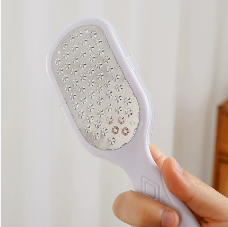 Dụng cụ mài gót chân inox tay cầm dài chà gót chân loại bỏ tế bào chết da khô nứt nẻ mềm mại A1753