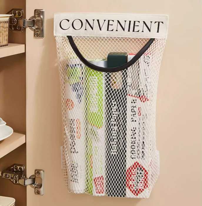 Túi lưới đựng đồ dán tường nhà bếp Velcro túi lưu trữ đựng đồ lót túi treo tất vớ cửa tủ quần áo A1861