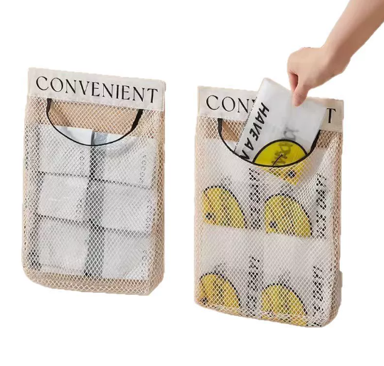 Túi lưới đựng đồ dán tường nhà bếp Velcro túi lưu trữ đựng đồ lót túi treo tất vớ cửa tủ quần áo A1861