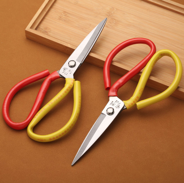 Kéo thép không gỉ hai màu Vàng đỏ cho nhà bếp gia đình kéo cắt vải cắt giấy đóng gói cắt băng keo A2412