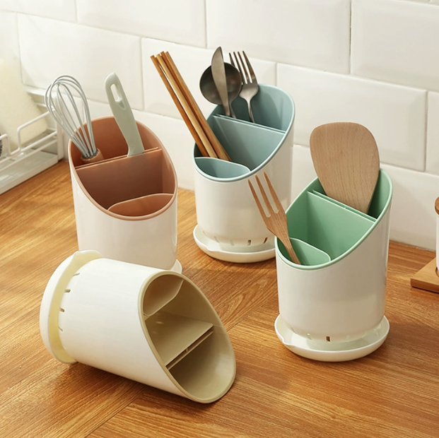 Giá nhựa đựng muỗng đũa nĩa nhà bếp, ống đựng đũa quán ăn  nhà hàng màu nhẹ nhàng  sắp xếp gọn gàng A2853