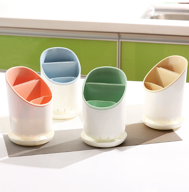 Giá nhựa đựng muỗng đũa nĩa nhà bếp, ống đựng đũa quán ăn  nhà hàng màu nhẹ nhàng  sắp xếp gọn gàng A2853