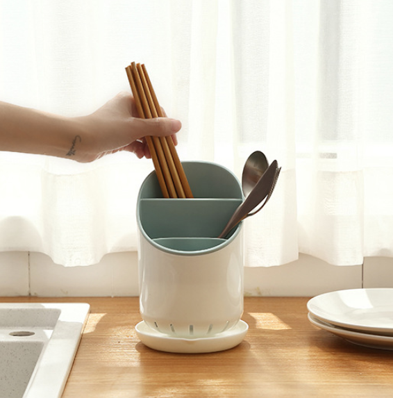 Giá nhựa đựng muỗng đũa nĩa nhà bếp, ống đựng đũa quán ăn  nhà hàng màu nhẹ nhàng  sắp xếp gọn gàng A2853