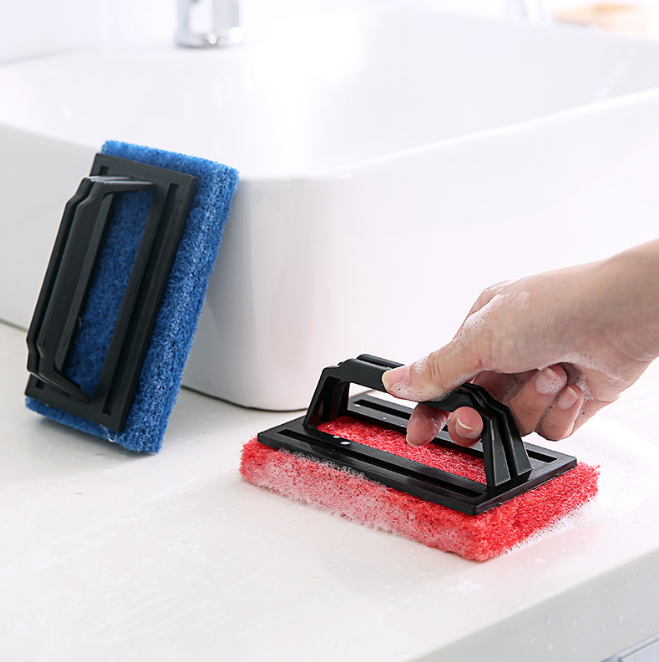 Bàn chải bọt biển vệ sinh bồn rửa nhà bếp có tay cầm, bàn chà cọ nồi lau chùi nhà bếp nhà tắm A3724