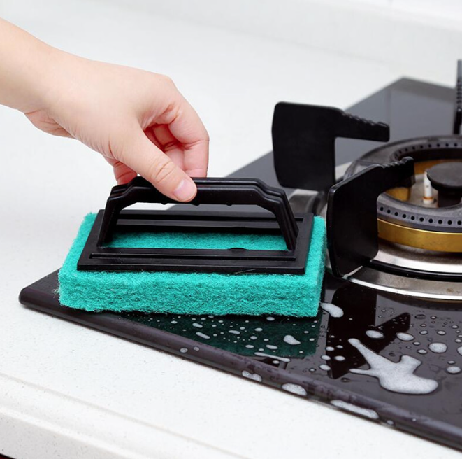 Bàn chải bọt biển vệ sinh bồn rửa nhà bếp có tay cầm, bàn chà cọ nồi lau chùi nhà bếp nhà tắm A3724