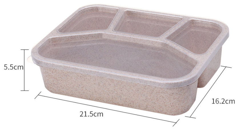 Hộp đựng cơm bốn ngăn lúa mạch hộp đựng cơm trưa văn phòng đựng thức ăn nhanh tiện lợi A4911