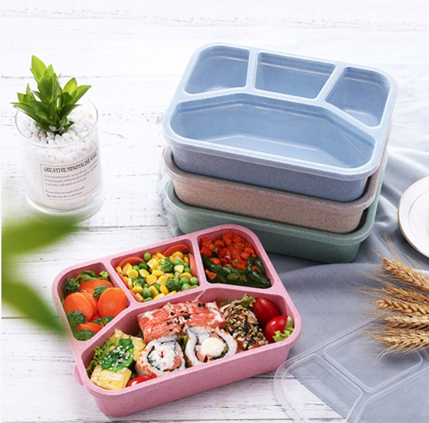 Hộp đựng cơm bốn ngăn lúa mạch hộp đựng cơm trưa văn phòng đựng thức ăn nhanh tiện lợi A4911