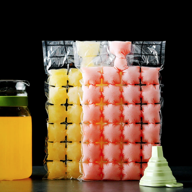 Bịch 10 Túi làm đá 24 Viên dùng một lần khuôn đá viên tự niêm phong có thể xé được, khuôn làm thạch rau câu A4941