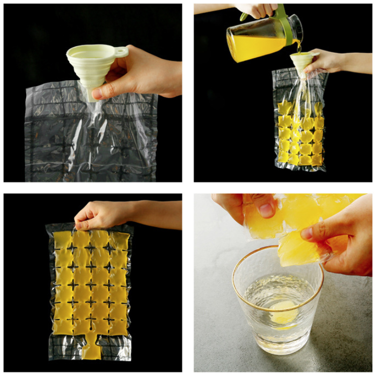 Bịch 10 Túi làm đá 24 Viên dùng một lần khuôn đá viên tự niêm phong có thể xé được, khuôn làm thạch rau câu A4941