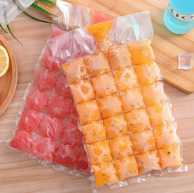 Bịch 10 Túi làm đá 24 Viên dùng một lần khuôn đá viên tự niêm phong có thể xé được, khuôn làm thạch rau câu A4941