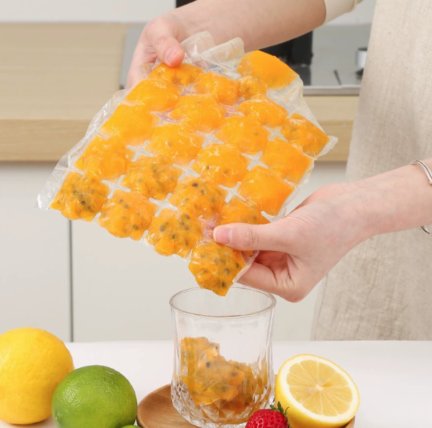 Bịch 10 Túi làm đá 24 Viên dùng một lần khuôn đá viên tự niêm phong có thể xé được, khuôn làm thạch rau câu A4941