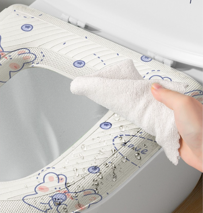 Đệm bệ bồn cầu giữ ấm HỌA TIẾT mùa đông hạn chế vi khuẩn vỏ bọc bệ bồn cầu bằng xốp silicon EVA chống thấm A4962-Mau Hoa Tiet