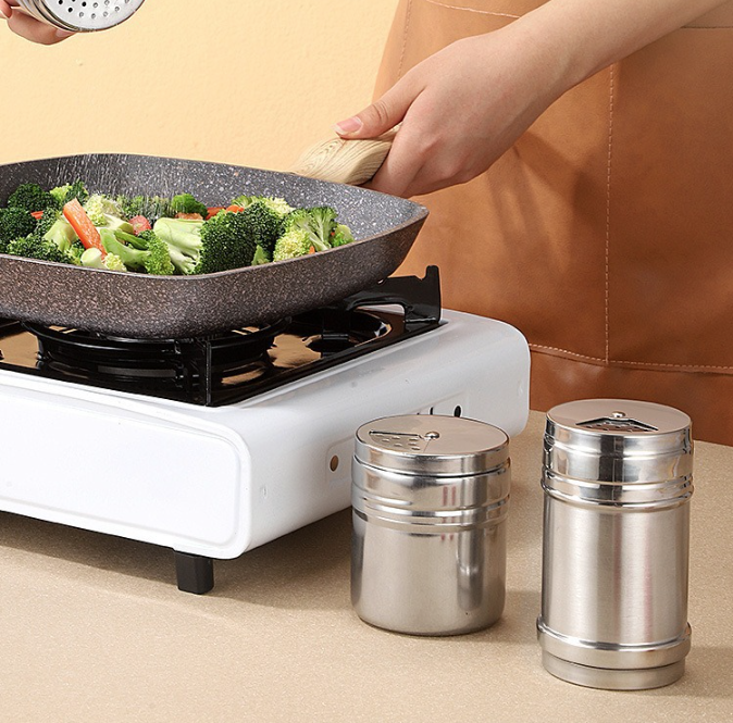 Lọ rắc gia vị nướng hạt tiêu rắc bột ớt hạt mè bằng thép không gỉ, hũ đựng muối gia vị đựng tăm L1011/L1012