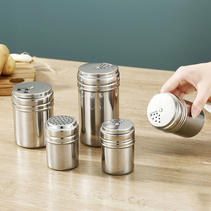Lọ rắc gia vị nướng hạt tiêu rắc bột ớt hạt mè bằng thép không gỉ, hũ đựng muối gia vị đựng tăm L1011/L1012
