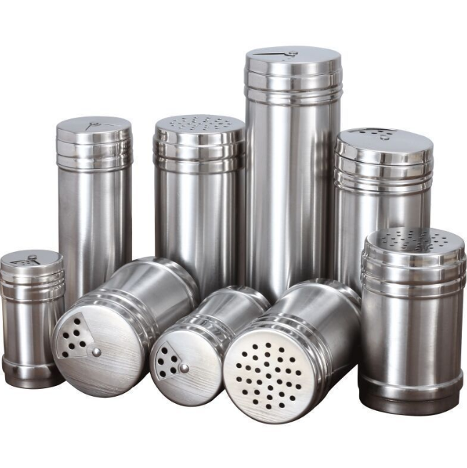 Lọ rắc gia vị nướng hạt tiêu rắc bột ớt hạt mè bằng thép không gỉ, hũ đựng muối gia vị đựng tăm L1011/L1012