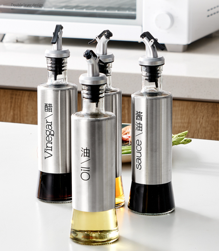Chai đựng rót gia vị dầu ăn nước mắm thủy tinh 300ML bình kiểm soát lượng dầu, lọ đựng gia vị tiện lợi khi nấu ăn L1111