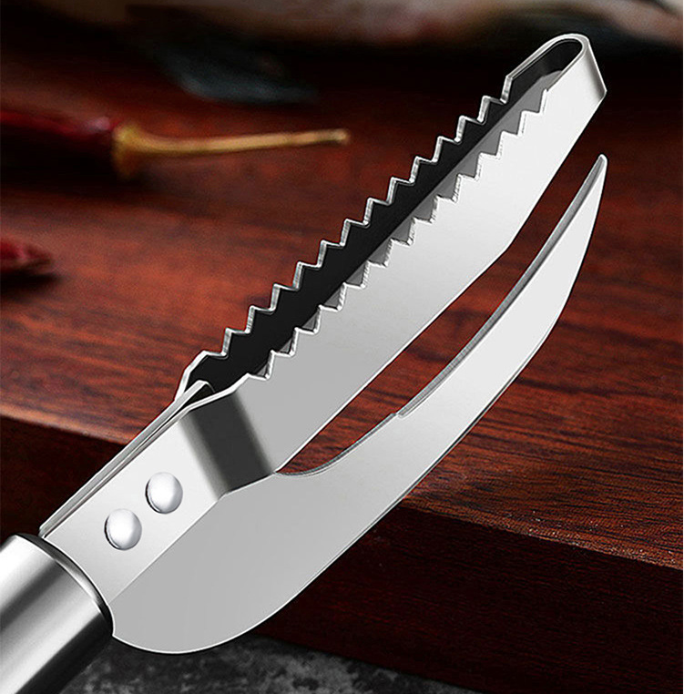Dao mổ bụng cá bằng thép không gỉ, dụng cụ cạo vảy sơ chế cá nguyên con, dao loại bỏ vảy cá đa năng L1114