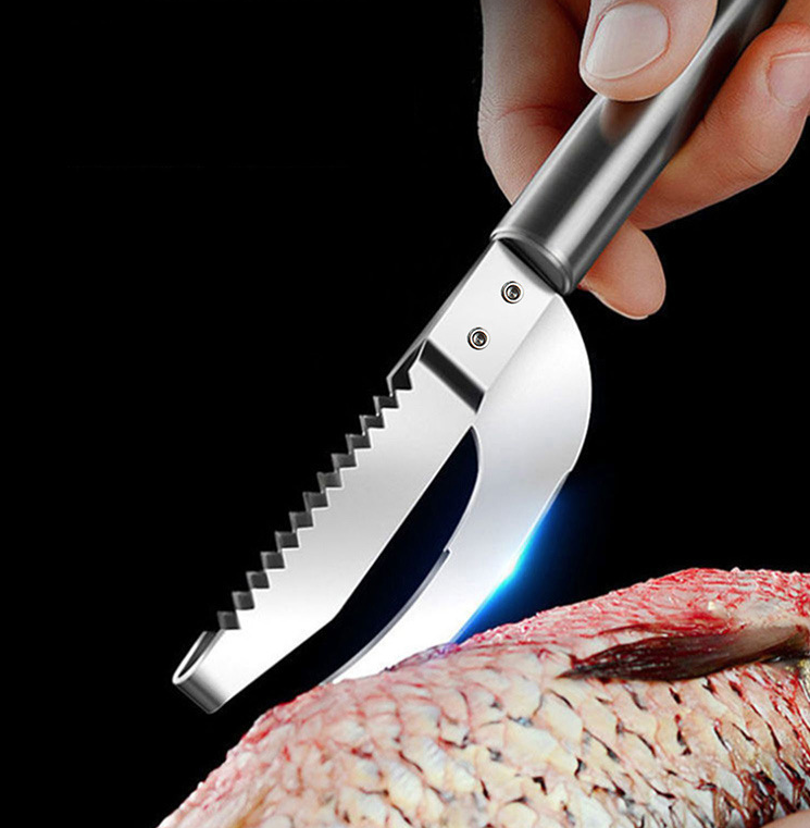 Dao mổ bụng cá bằng thép không gỉ, dụng cụ cạo vảy sơ chế cá nguyên con, dao loại bỏ vảy cá đa năng L1114
