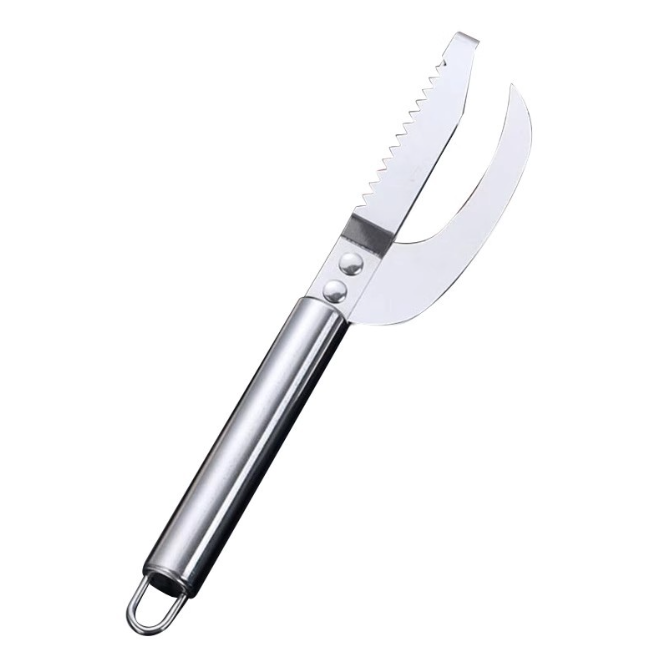 Dao mổ bụng cá bằng thép không gỉ, dụng cụ cạo vảy sơ chế cá nguyên con, dao loại bỏ vảy cá đa năng L1114