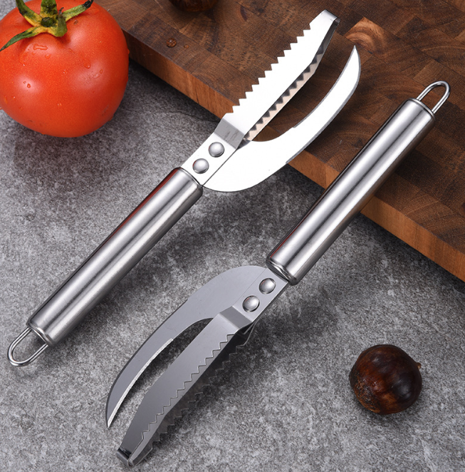 Dao mổ bụng cá bằng thép không gỉ, dụng cụ cạo vảy sơ chế cá nguyên con, dao loại bỏ vảy cá đa năng L1114
