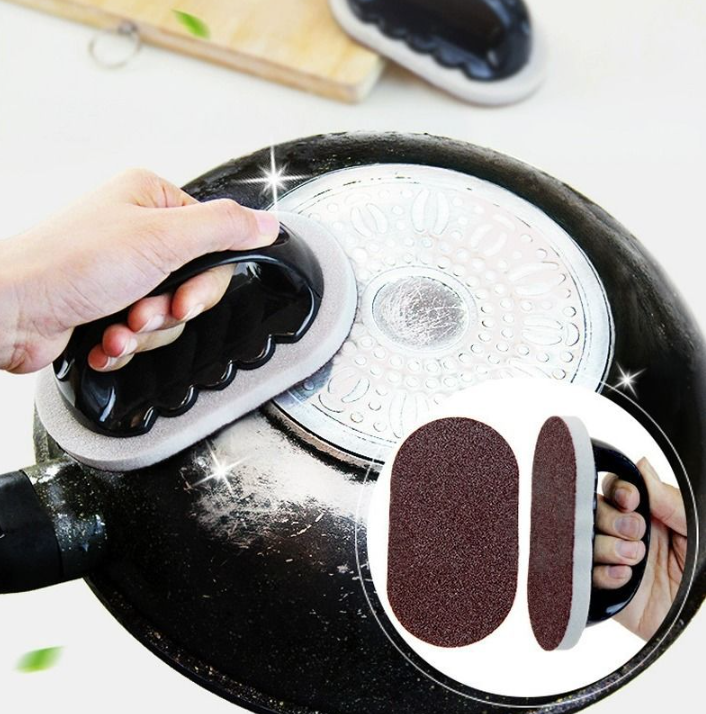 Bàn chà nhám chà nồi tẩy gỉ sét bằng bọt biển có tay cầm, bàn chải rửa chén vệ sinh nhà bếp L1152