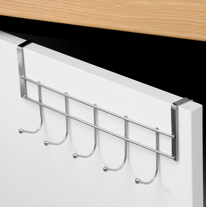 Thanh 5 Móc Kim Loại Gắn Cửa Tủ Treo Áo, Móc Treo Nhà Bếp Phòng Ngủ Đựng Đồ Không Cần Khoan Đục L1221
