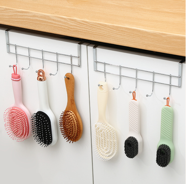 Thanh 5 Móc Kim Loại Gắn Cửa Tủ Treo Áo, Móc Treo Nhà Bếp Phòng Ngủ Đựng Đồ Không Cần Khoan Đục L1221