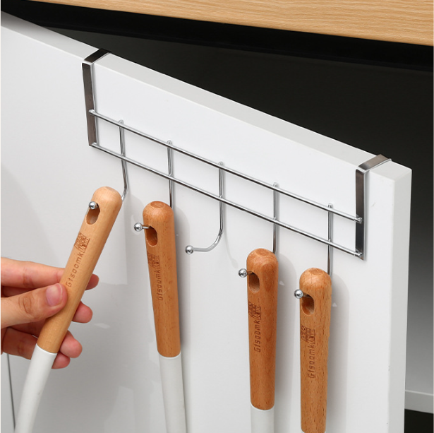 Thanh 5 Móc Kim Loại Gắn Cửa Tủ Treo Áo, Móc Treo Nhà Bếp Phòng Ngủ Đựng Đồ Không Cần Khoan Đục L1221