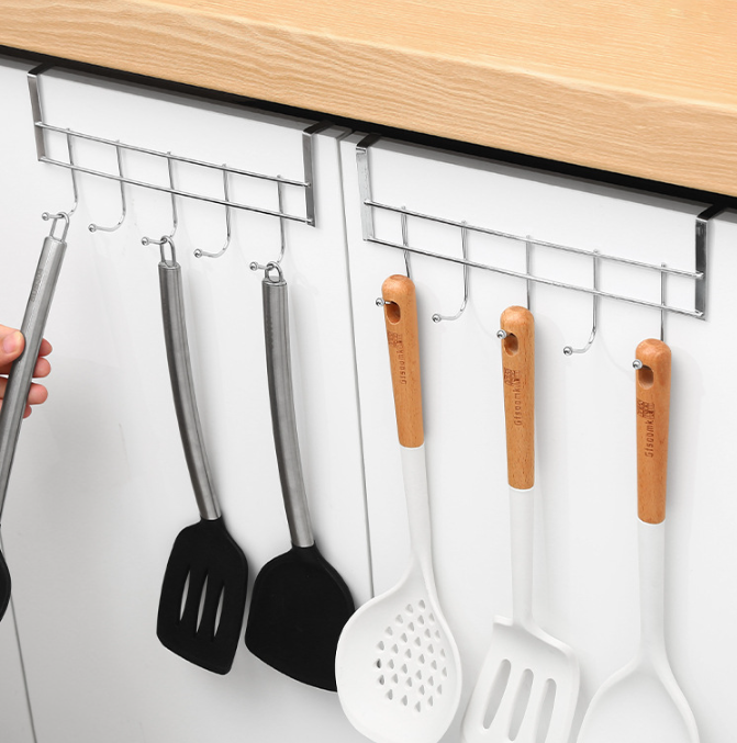 Thanh 5 Móc Kim Loại Gắn Cửa Tủ Treo Áo, Móc Treo Nhà Bếp Phòng Ngủ Đựng Đồ Không Cần Khoan Đục L1221