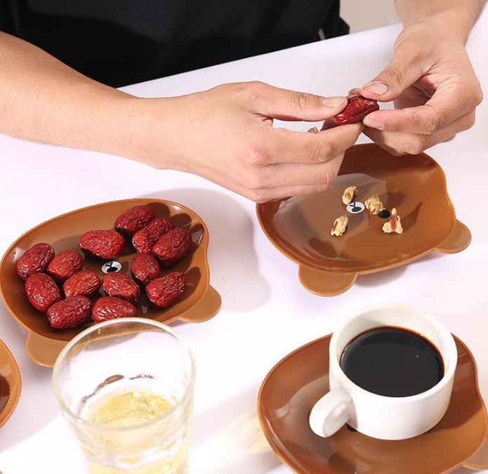 Đĩa nhổ xương hình gấu hoạt hình dễ thương, đĩa đựng đồ ăn nhẹ trái cây đựng đồ sấy khô L1314