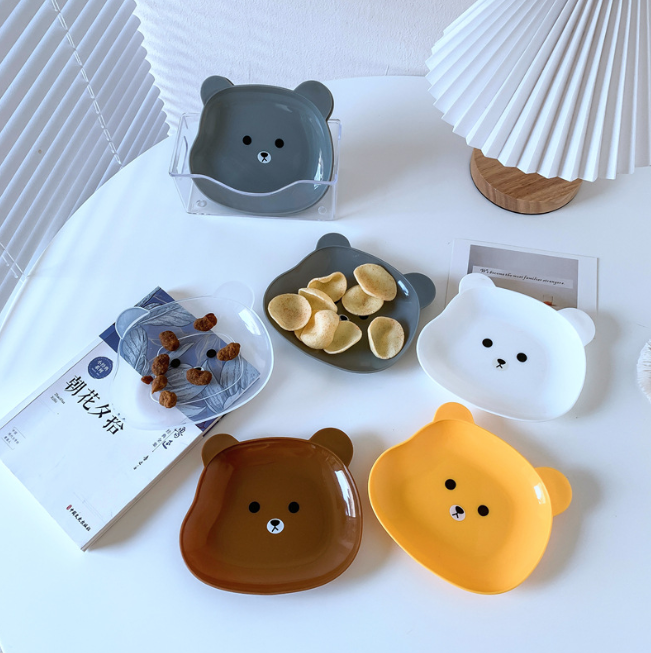 Đĩa nhổ xương hình gấu hoạt hình dễ thương, đĩa đựng đồ ăn nhẹ trái cây đựng đồ sấy khô L1314