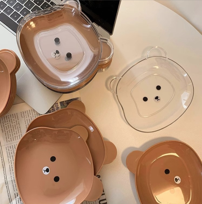 Đĩa nhổ xương hình gấu hoạt hình dễ thương, đĩa đựng đồ ăn nhẹ trái cây đựng đồ sấy khô L1314