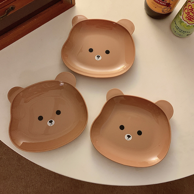 Đĩa nhổ xương hình gấu hoạt hình dễ thương, đĩa đựng đồ ăn nhẹ trái cây đựng đồ sấy khô L1314