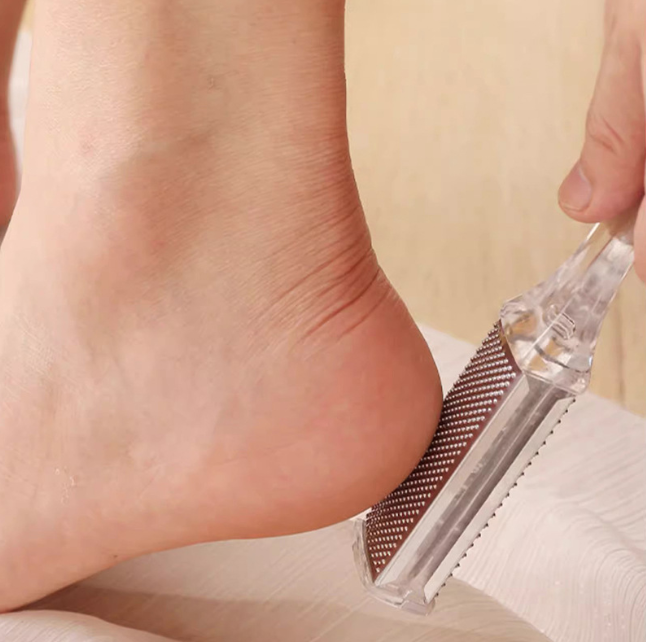 Dụng cụ chà gót chân bằng thép không gỉ, loại bỏ tế bào chết, loại bỏ vết chai, mài chân hai mặt L1324
