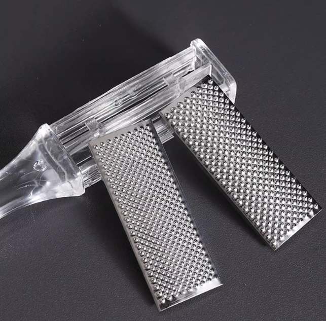 Dụng cụ chà gót chân bằng thép không gỉ, loại bỏ tế bào chết, loại bỏ vết chai, mài chân hai mặt L1324