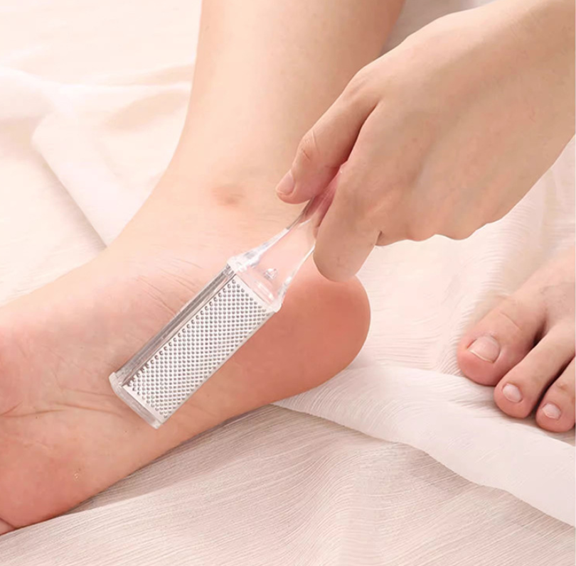 Dụng cụ chà gót chân bằng thép không gỉ, loại bỏ tế bào chết, loại bỏ vết chai, mài chân hai mặt L1324