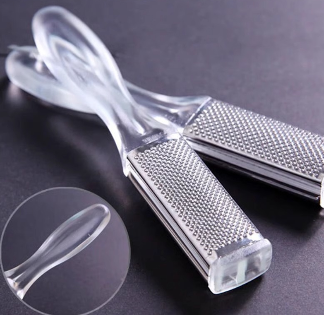 Dụng cụ chà gót chân bằng thép không gỉ, loại bỏ tế bào chết, loại bỏ vết chai, mài chân hai mặt L1324