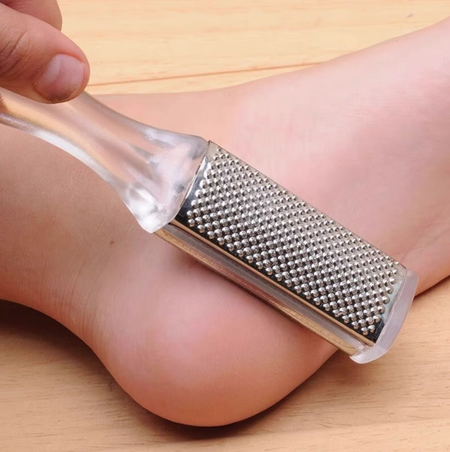 Dụng cụ chà gót chân bằng thép không gỉ, loại bỏ tế bào chết, loại bỏ vết chai, mài chân hai mặt L1324