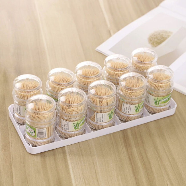 Hộp tăm tre xỉa răng dùng một lần hai đầu nhọn, Ống tăm trong suốt cầm tay tăm khách sạn quán ăn L1714