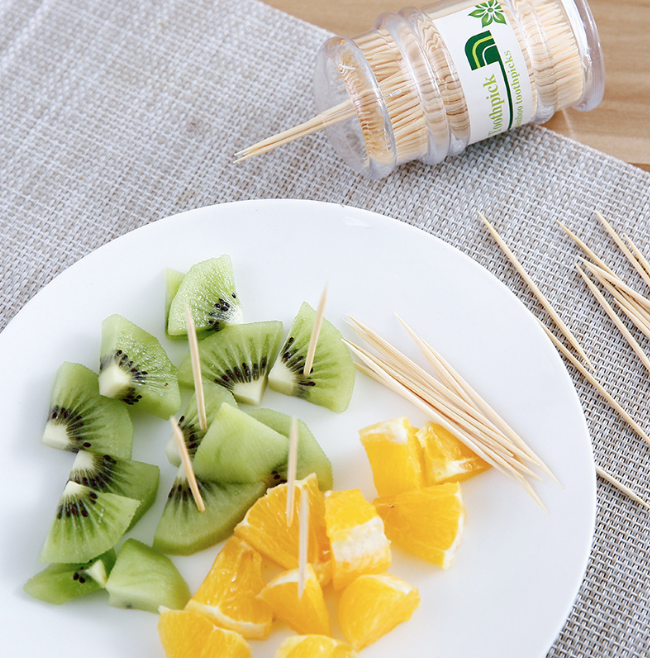 Hộp tăm tre xỉa răng dùng một lần hai đầu nhọn, Ống tăm trong suốt cầm tay tăm khách sạn quán ăn L1714