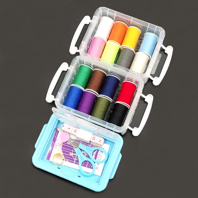 Bộ hộp Kim Chỉ may vá 30 món hai tầng , dụng cụ may vá đầy đủ cho học sinh gia đình đồ dùng cá nhân L1334